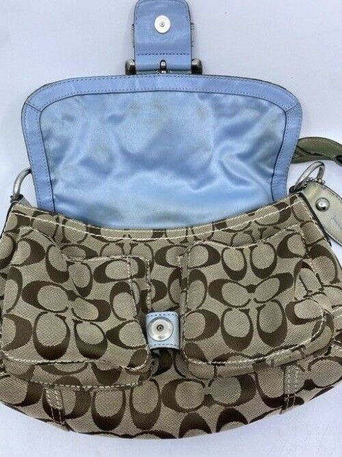 coach mini bag tan fabric tote
