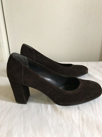 ANDREA CARRANO Brown Suede Mid Heel Pump 9