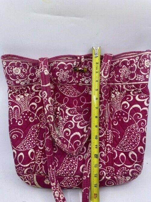 vera bradley bag large quilted pink white fabric tote