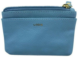 Lodis Soft Blue Leather Change Purse Cosmetic Bag