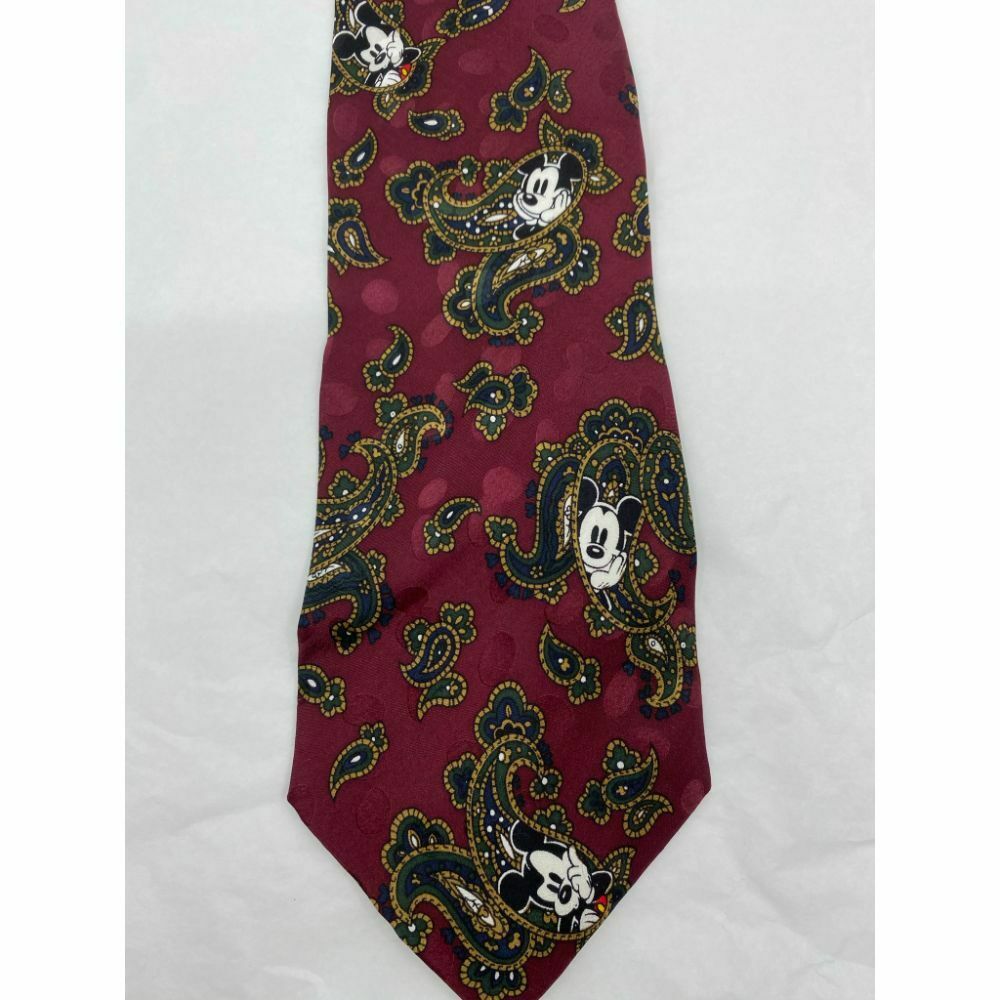 MICKEY MOUSE Disney Neck Tie Red Black Hand Made 100% Silk