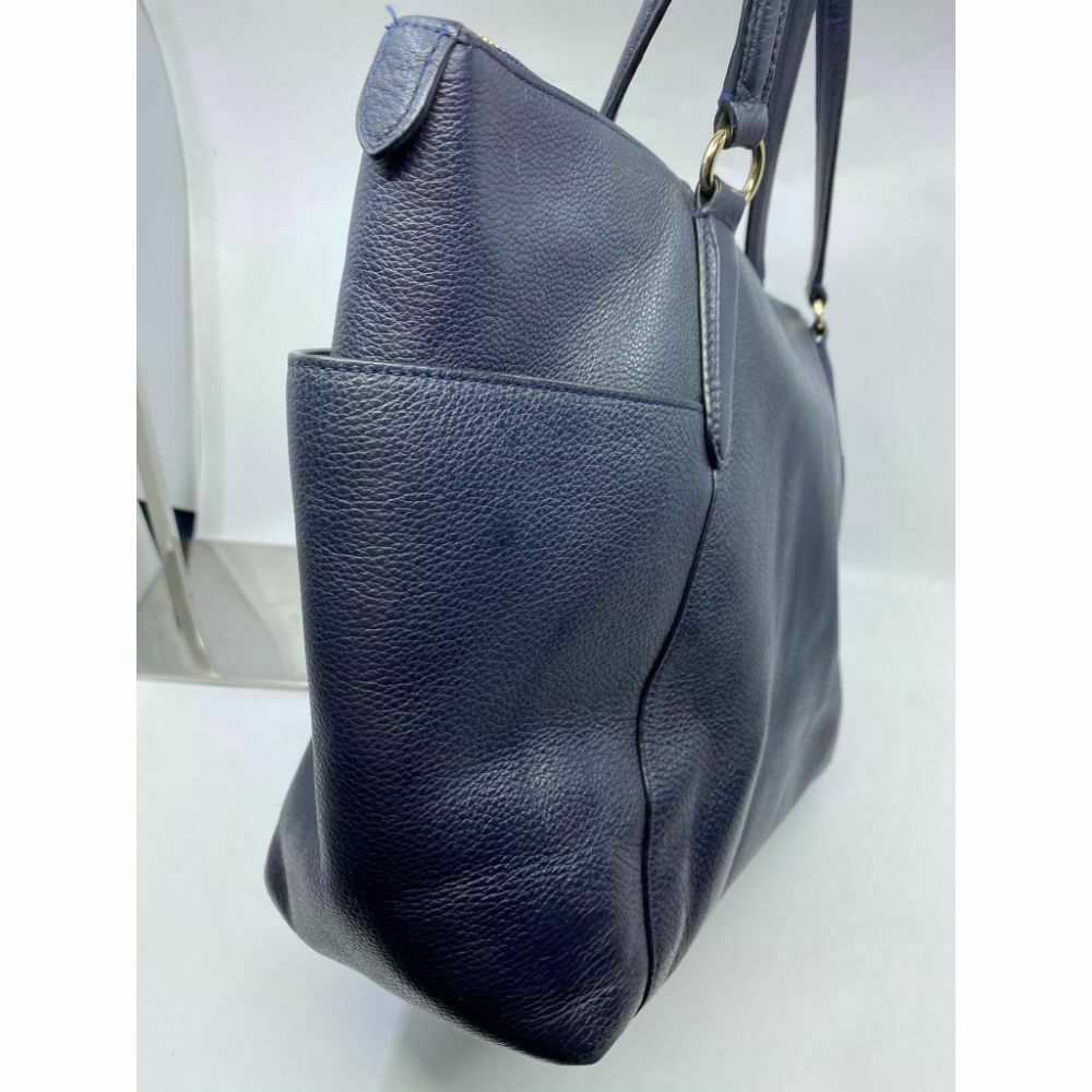 COACH Navy Blue XL Leather Shoulder Bag Very Good Condition