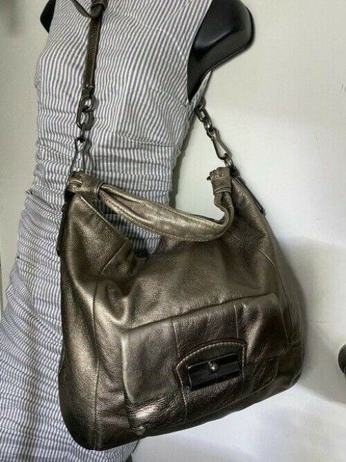 Coach xl shoulder gold leather cross body bag