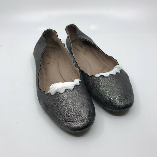 CHLOE Silver Scallop Ballet Flats 6.5