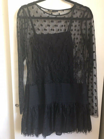 MAJE Black Lace Dress Size 1