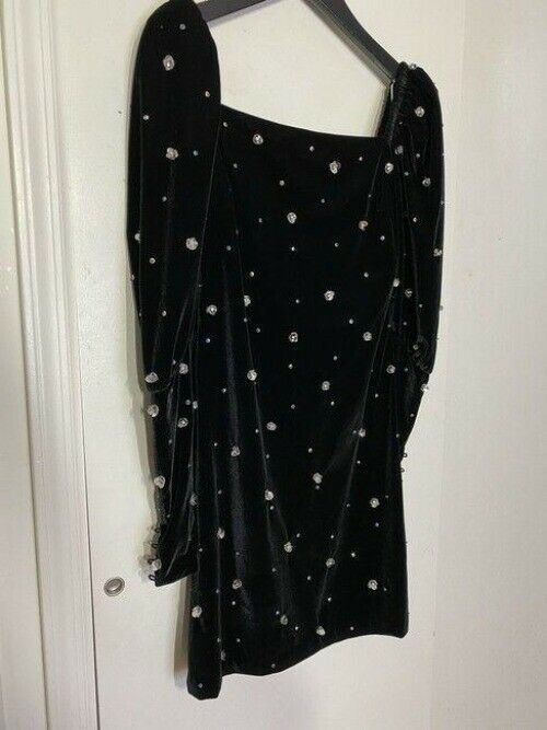 nicole miller black new velvet embellished msrp short formal dress