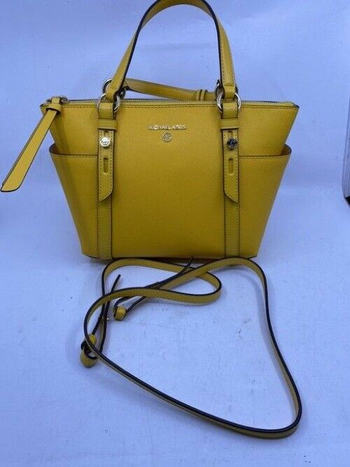 Michael Michael Kors Small Sullivan Convertible Top Zip Tote Yellow Leather Cros