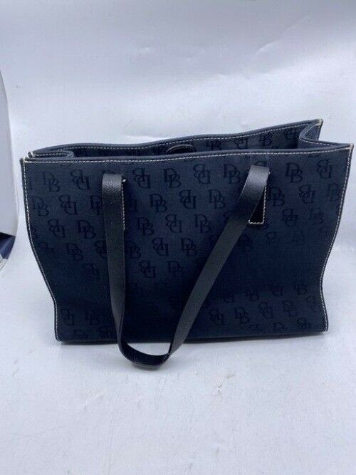 Dooney And Bourke East West Logo Tote Black Fabric Shoulder Bag