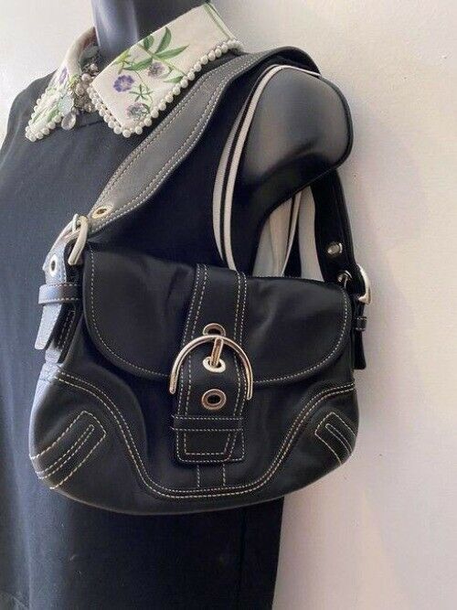 coach small handbag black leather tote