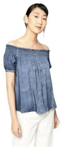 Nicole Miller blue off shoulder msrp small blouse