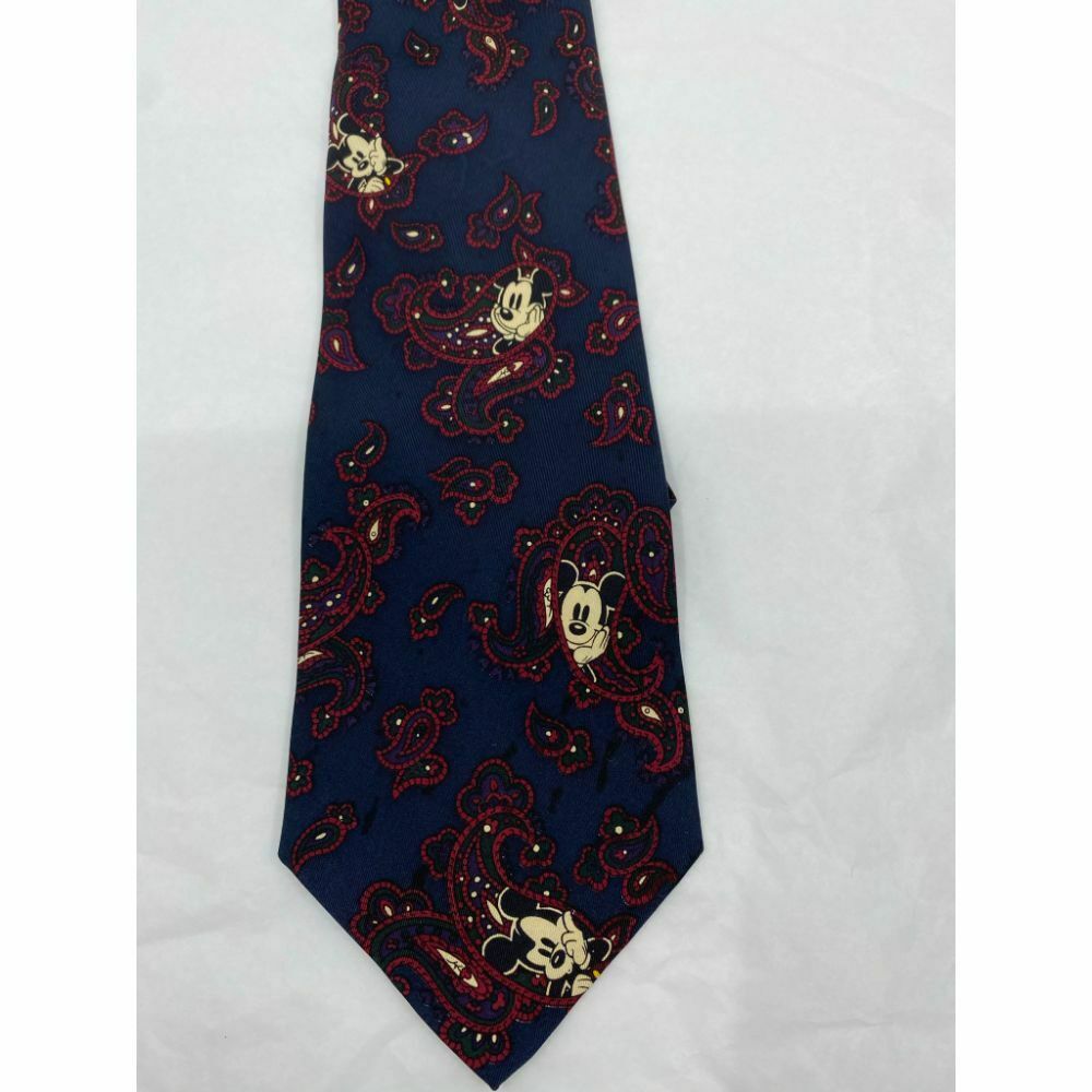 New! MICKEY MOUSE Disney Neck Tie Blue Black Red 100% Silk Handmade