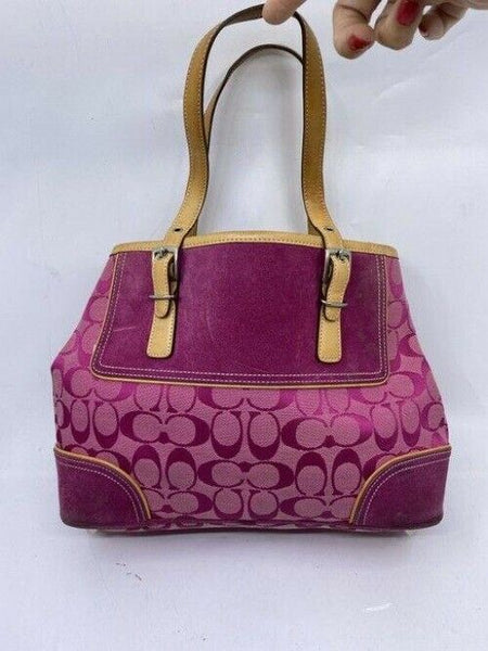 Coach Shoulder Bag Medium Msrp Purple Jacquard Fabric Tote