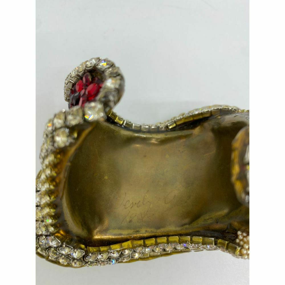 Rare! WENDY GELL 1985 Signed Red Be Jeweled Cuff Bracelet