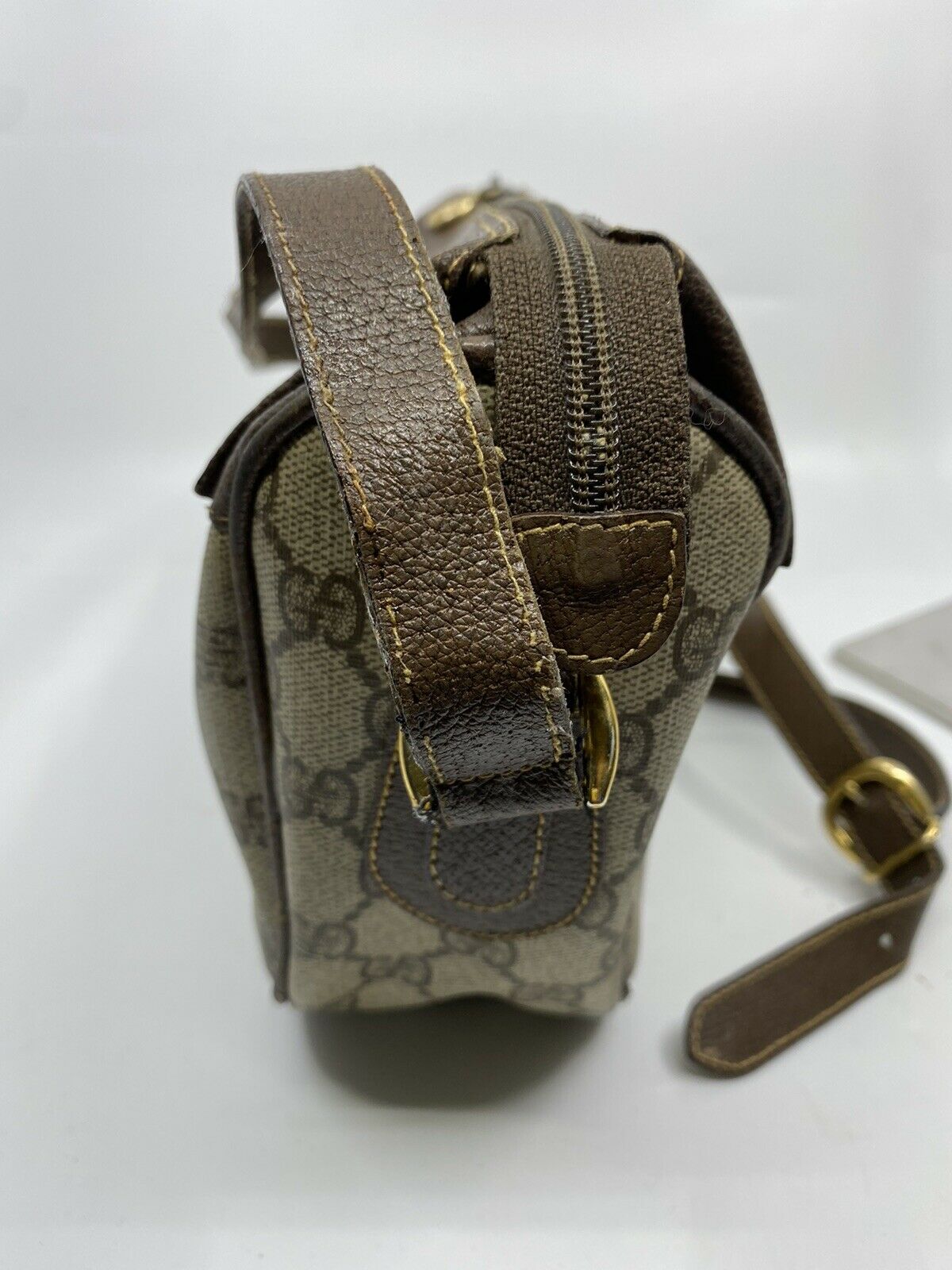 GUCCI Vintage Brown Monogram Shoulder Bag