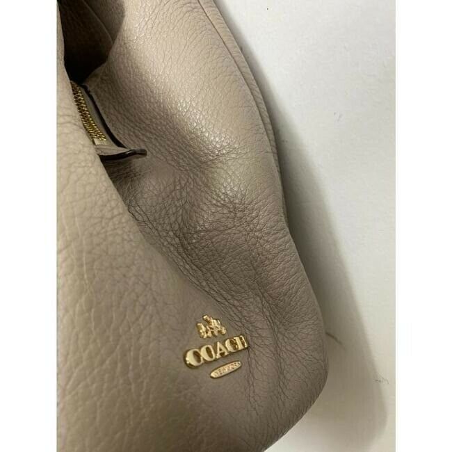 coach large eddie triple compartment beige leather shoulder bag