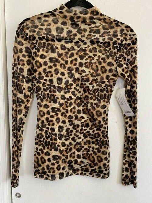 nicole miller brown beige black new mesh ls blouse