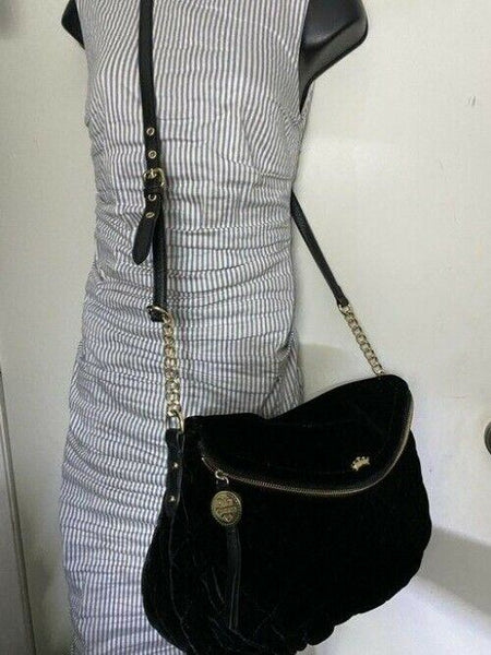 Juicy Couture Large Flap Msrp Black Velvet Cross Body Bag