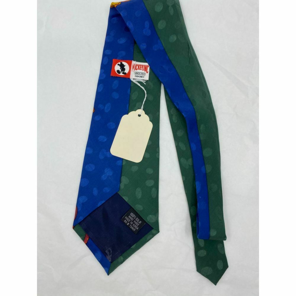 New! MICKEY MOUSE Disney Neck Tie Blue Green 100% Silk Handmade