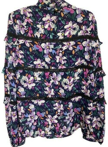 nicole miller multicolor new ls floral msrp sample small blouse