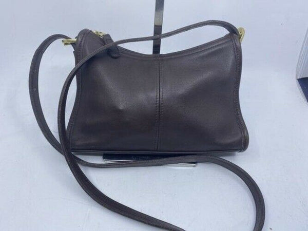 coach vintage small brown leather cross body bag