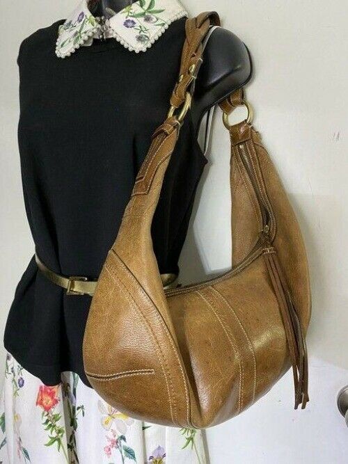 coach large brown leather shoulder bag