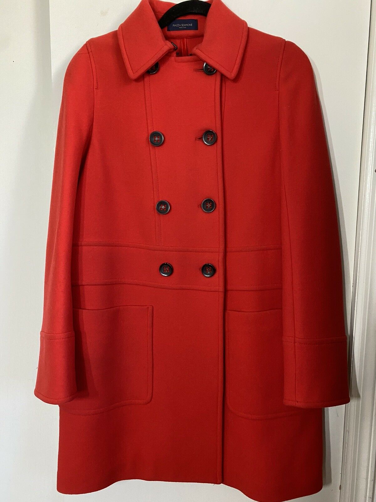 Msrp 2,500 PIAZZA SEMPIONE Red  Coat Size 40 Small