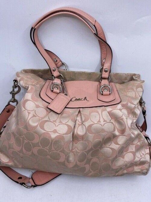 coach msrp pink silver fabric cross body bag