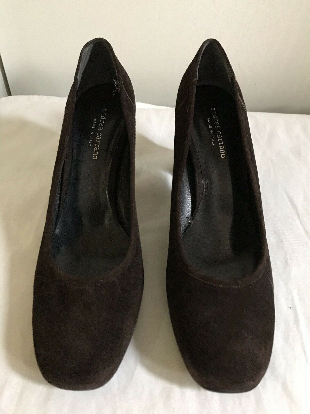 ANDREA CARRANO Brown Suede Mid Heel Pump 9