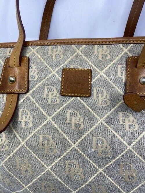 Dooney and Bourke shopping large gray brown fabric tote