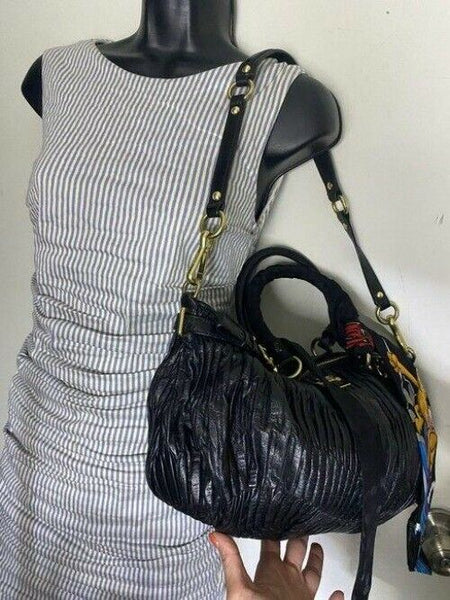 coach w w detachable specialty tie accent black shoulder bag