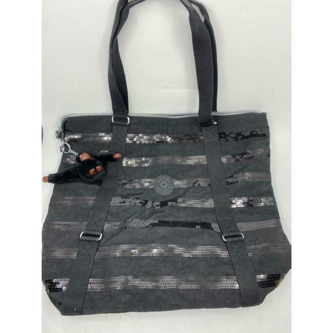 KIPLING XL Fabric Tote Bag Gray Silver