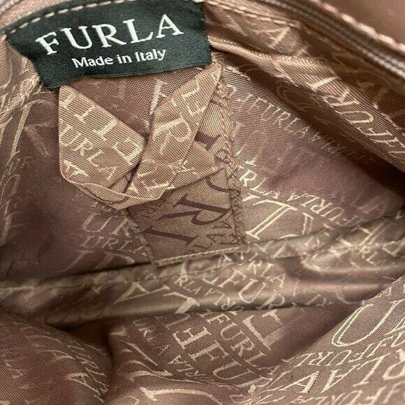 FURLA Pink Leather Animal Print Fur Contrast Handb