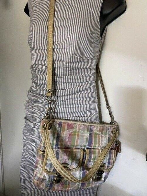coach msrp multicolor fabric cross body bag