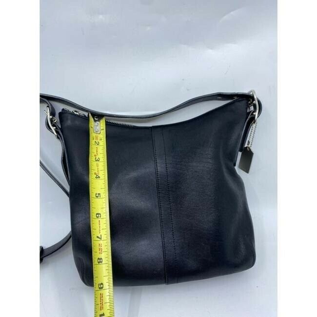 coach medium w adjustable strap black leather cross body bag