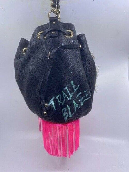 kate spade w hand shoulder customized by me w applique black pink shoulder bag