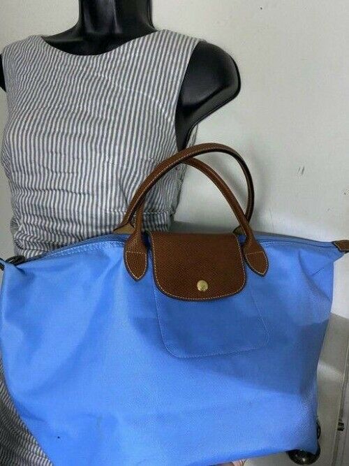 Longchamp Shopping Large Sky Blue Brown Tote