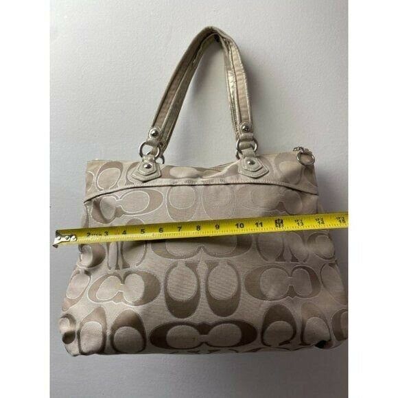 COACH Large Tan Jacquard Fabric Tote Bag
