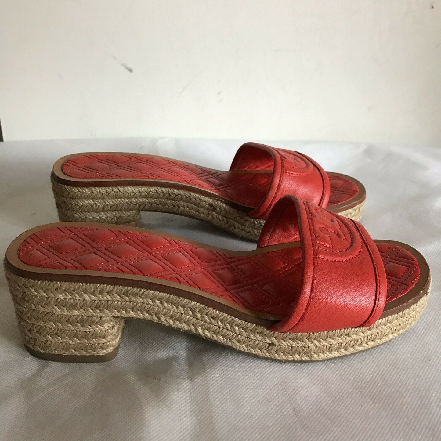 TORY BURCH Orange lamb Leather Slip On Sandals 6.5