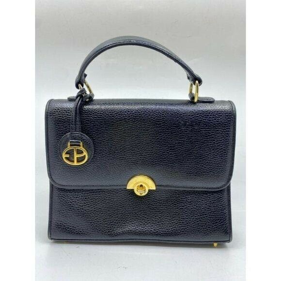 Evan Picone Black Vintage Leather Handbag