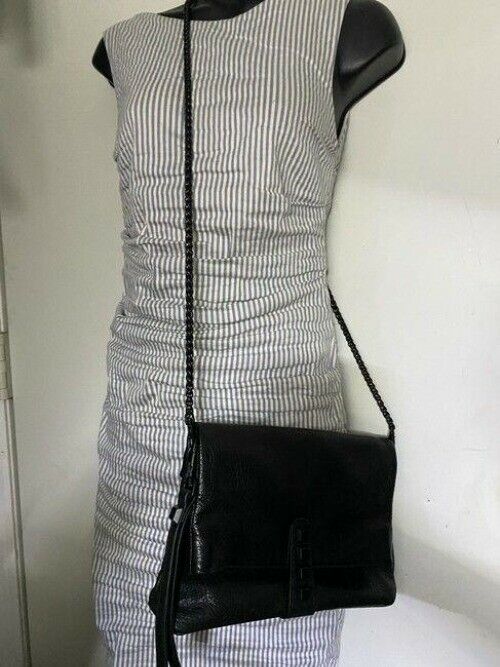 Nicole Miller Nwot Msrp Black Leather Cross Body Bag