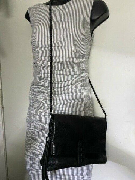 Nicole Miller Nwot Msrp Black Leather Cross Body Bag