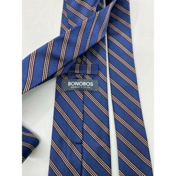 New! BONOBOS Blue Brown White Premium Neck Tie