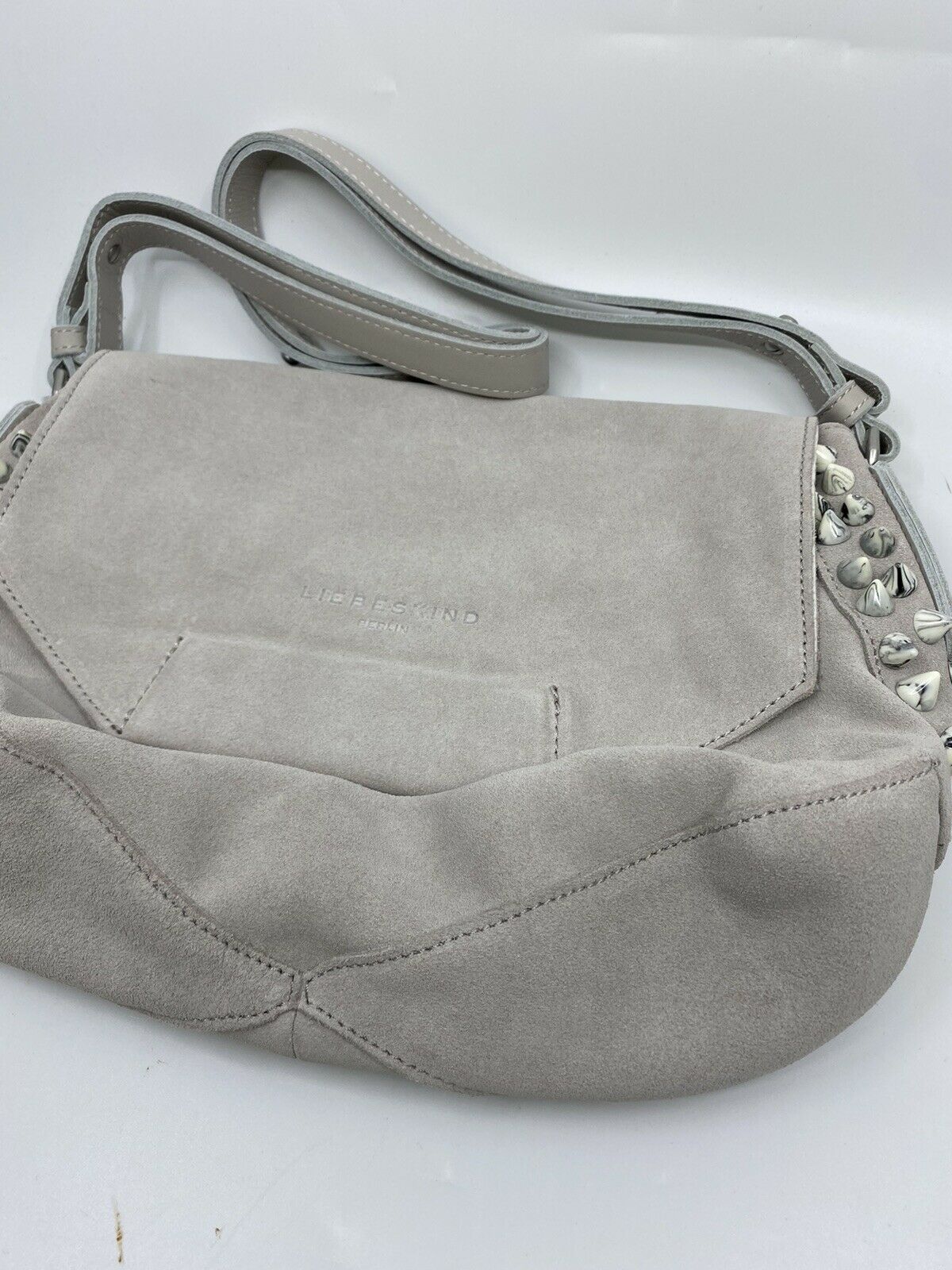 LIEBESKIND Grey Suede Leather Shoulder Bag