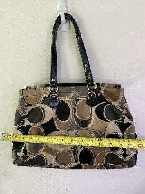 coach tan black fabric tote