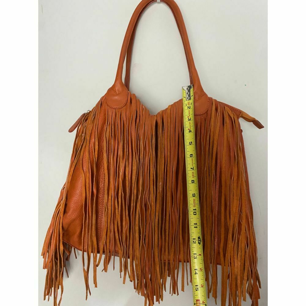 OTTImia Orange Leather Shoulder Bag