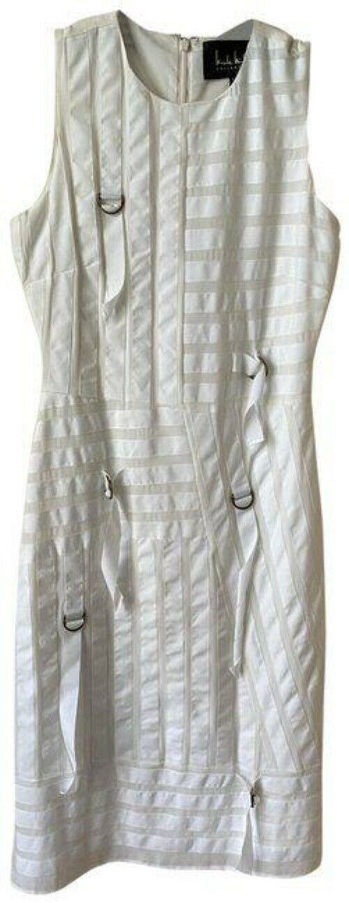 nicole miller white slim msrp small short formal dress