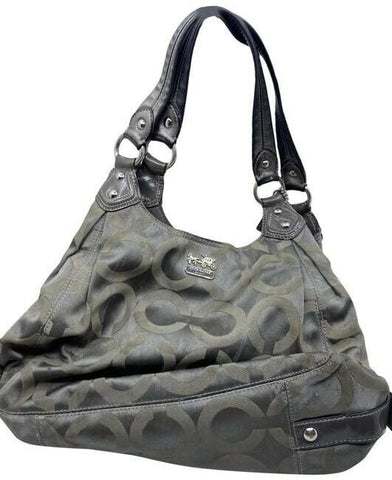 Coach Eddie Triple Compartment Gray Fabric Shoulder Bag