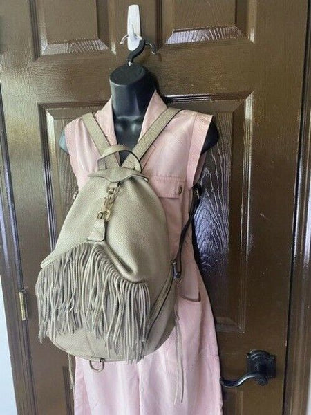 Rebecca Minkoff Stevie Julian Fringe Nubuck Gray Leather Backpack