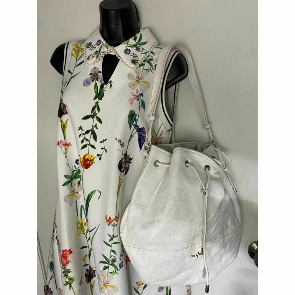COLE HAAN White Large Leather Tote/ Shoulder Bag