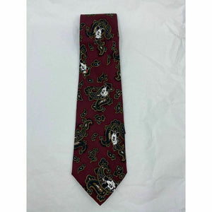 New! MICKEY MOUSE Disney Neck Tie Red Green Beige 100% Silk Handmade